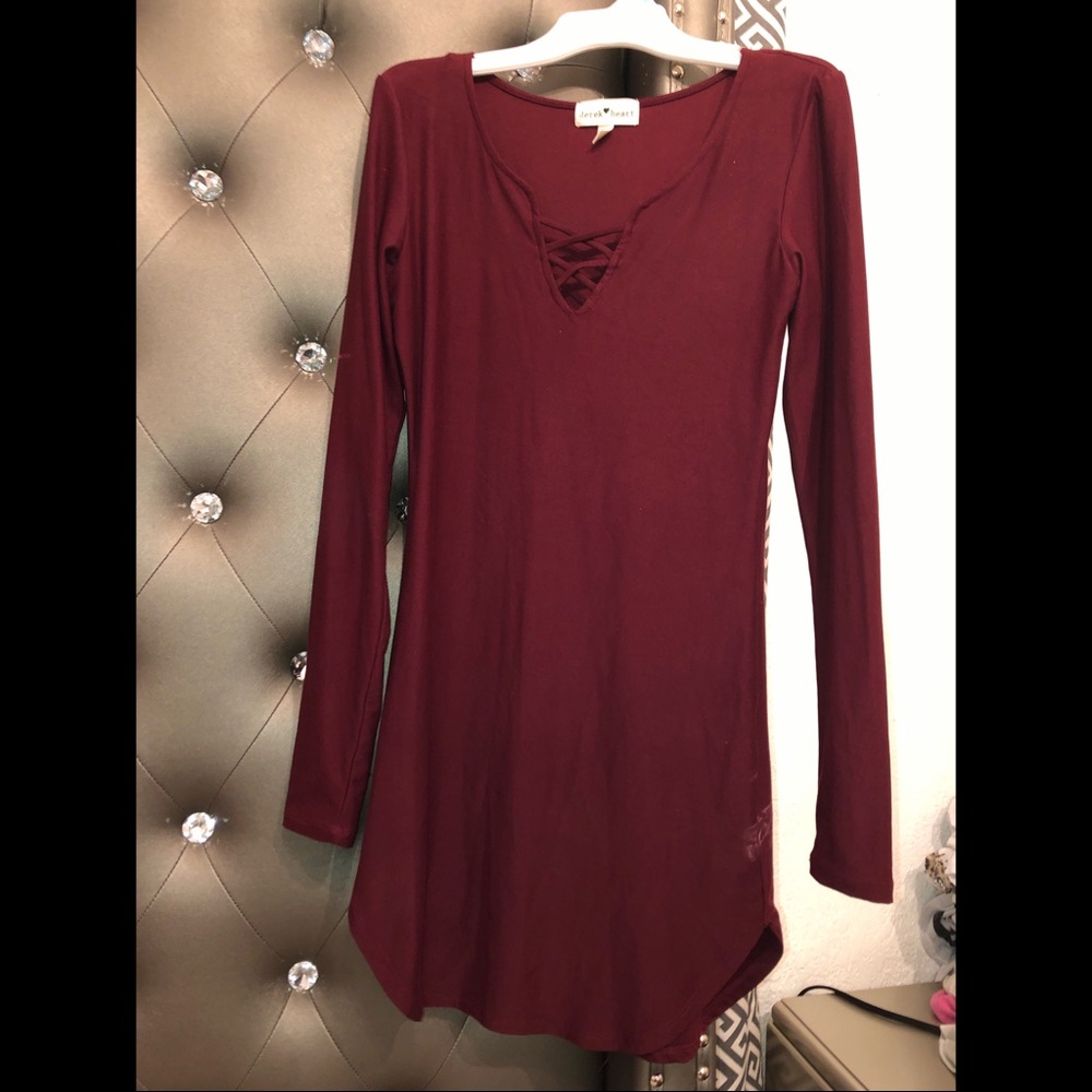 Burgundy Long Sleeve Dress